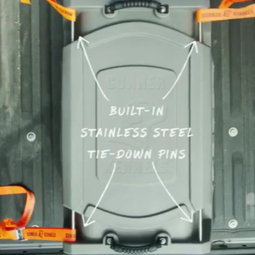 Stainless steel tie down pin feature of G1 dog crate