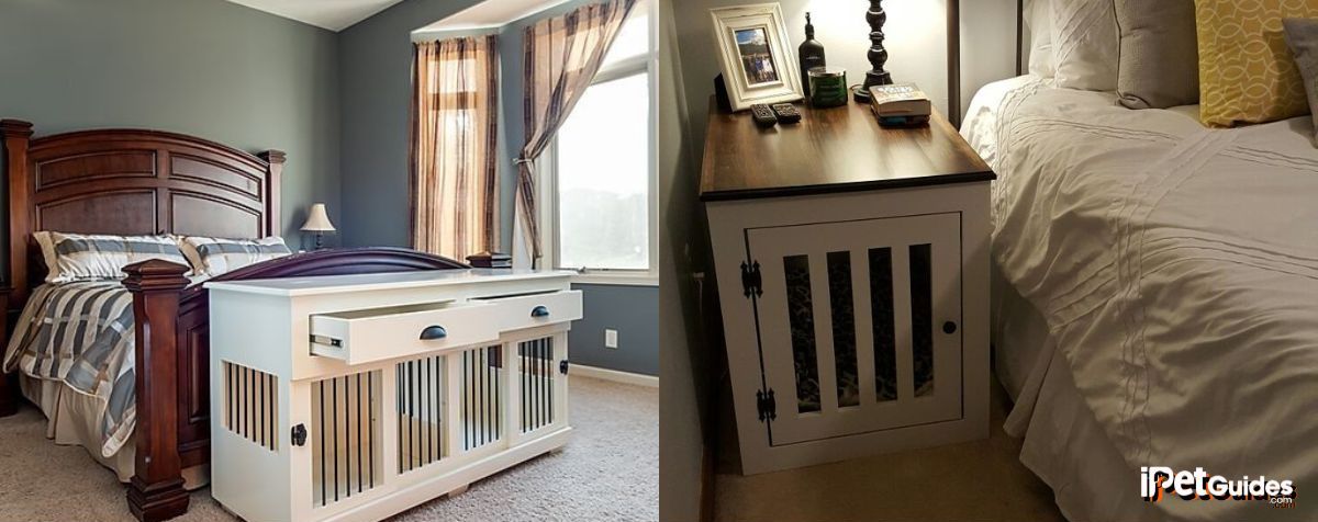 pictures of dog crates kept in bedrooms