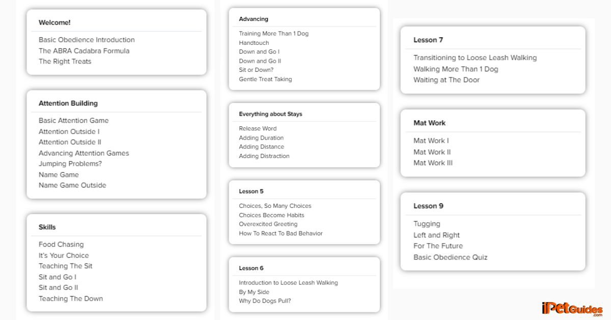 course curriculum for Basic Obedience