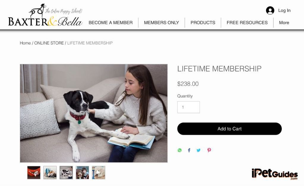 Baxter & Bella Membership page screenshot