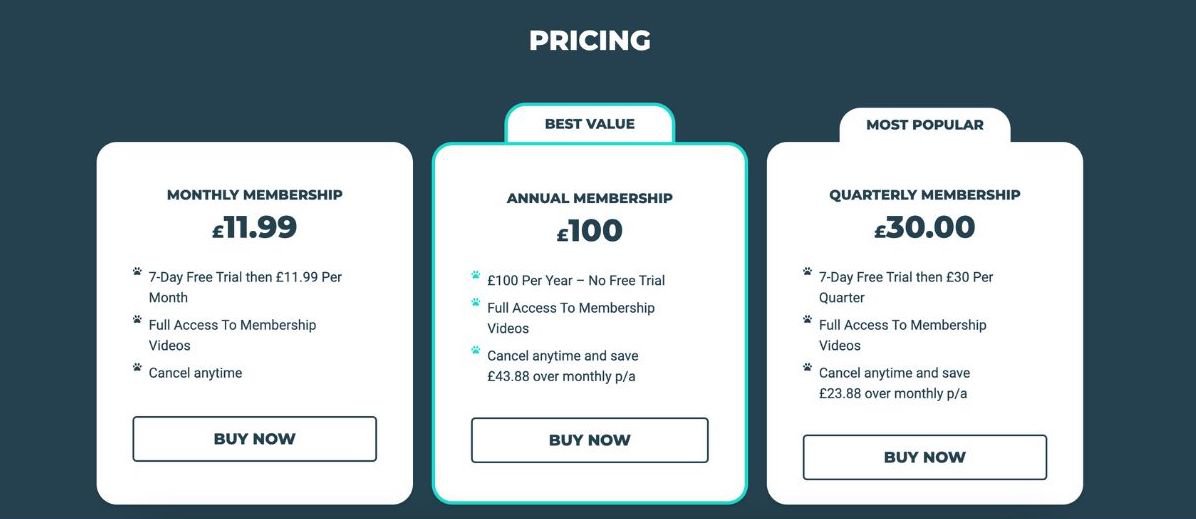Southend Dog Training Membership plans