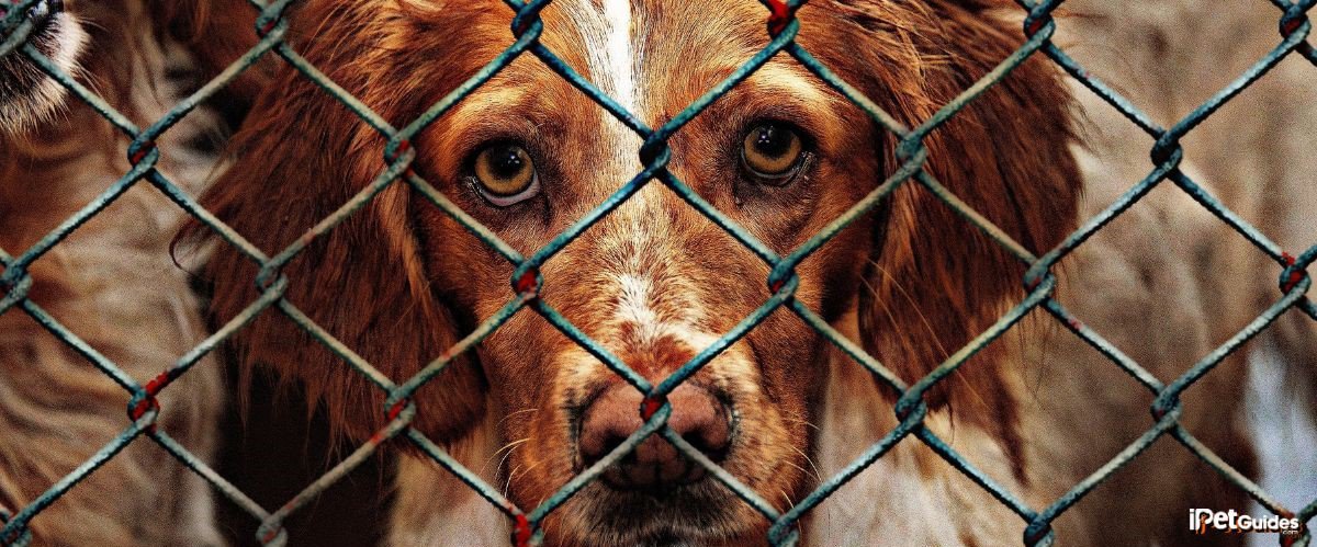 a dog looking through a chain link fence