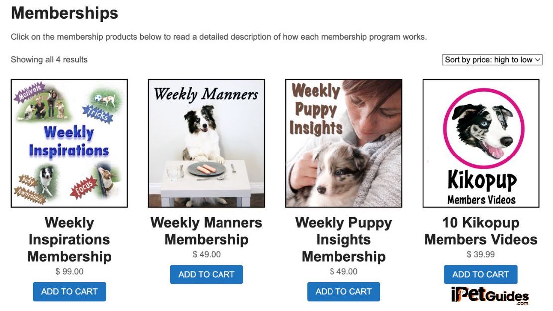 screenshot of the Dogmantics membership page