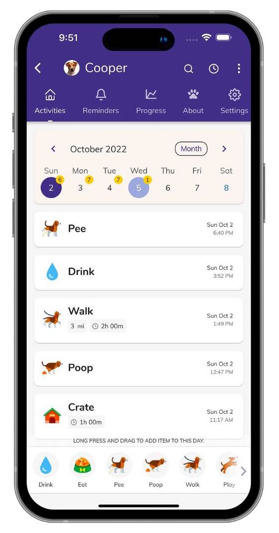 Multiple Activity Tracking feature in an app