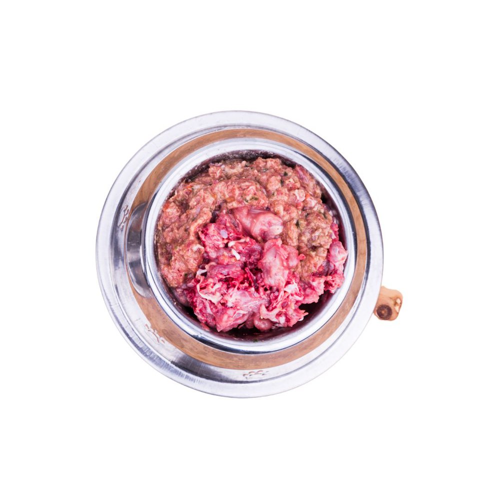 iPetGuides Commercial Raw Dog Food on a bowl