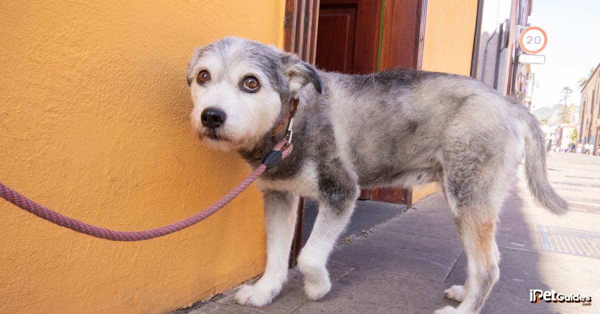 a picture of a dog terrified