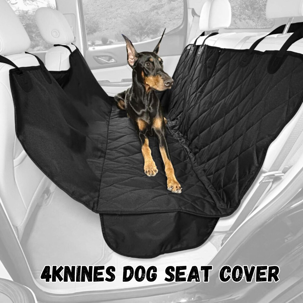 a dog seated on a 4knines dog seat cover