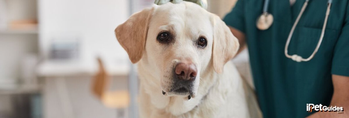 a vet doc is inspecting a dogs health